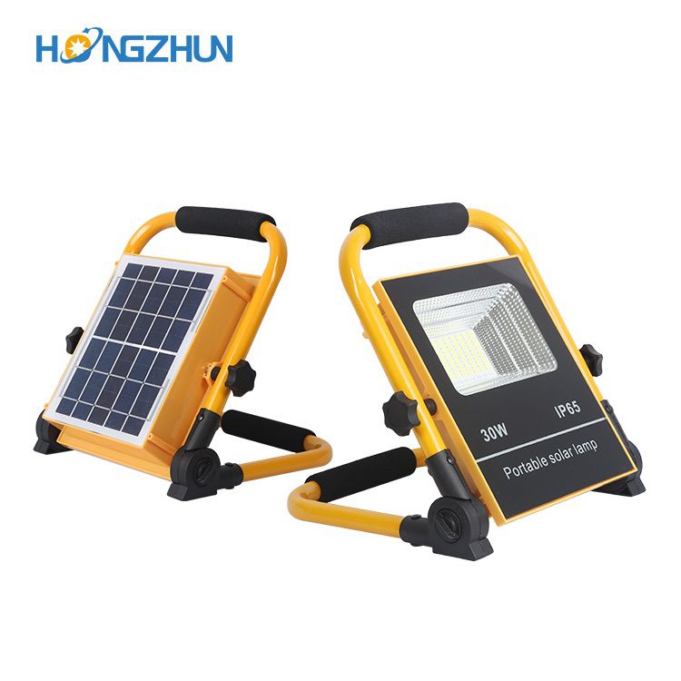 Portable solar rechargeable solar LED flood light can be used as a power bank