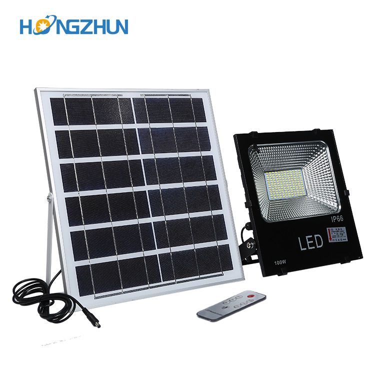 100W Led Housing Manufacturer Powered Die Casting Waterproof IP65 Lighting Wall Mounted Optical Solar Flood Light