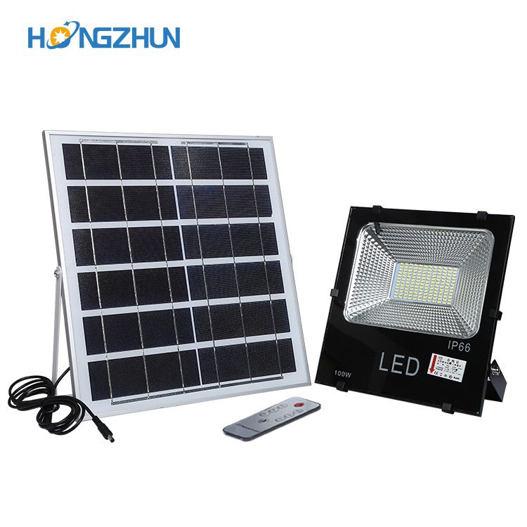 100W Led Housing Manufacturer Powered Die Casting Waterproof IP65 Lighting Wall Mounted Optical Solar Flood Light
