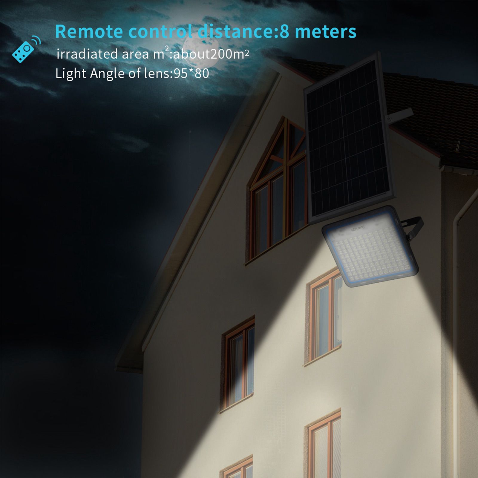 High temperature resistant remote control outside flood lights 80W 150W 200W solar flood light bulb led 