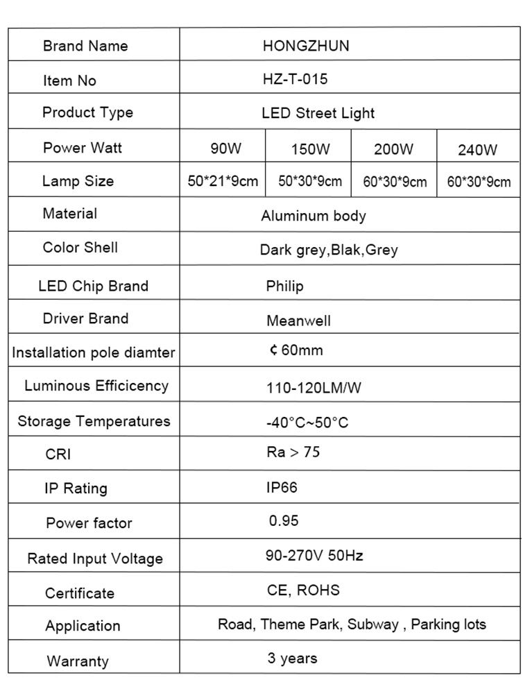 2-led street light 3 year warranty