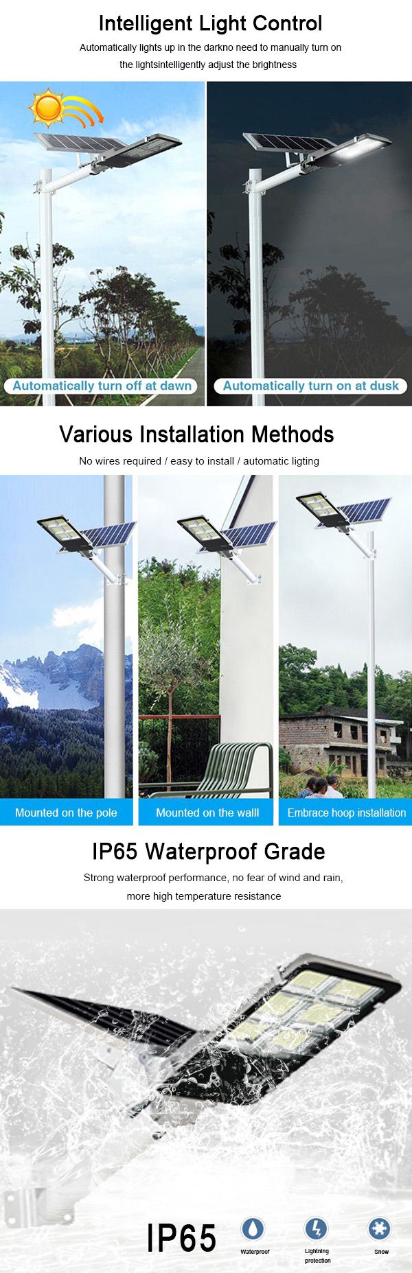 4-outside split solar street spot lights