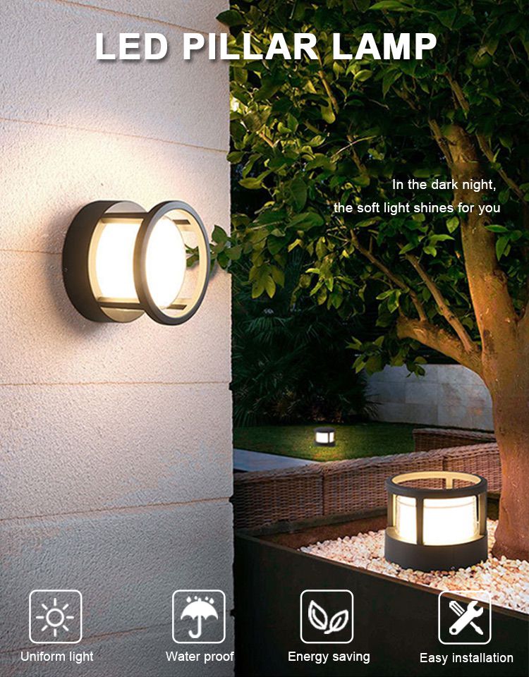 3-waterproof square warm light pillar lamp