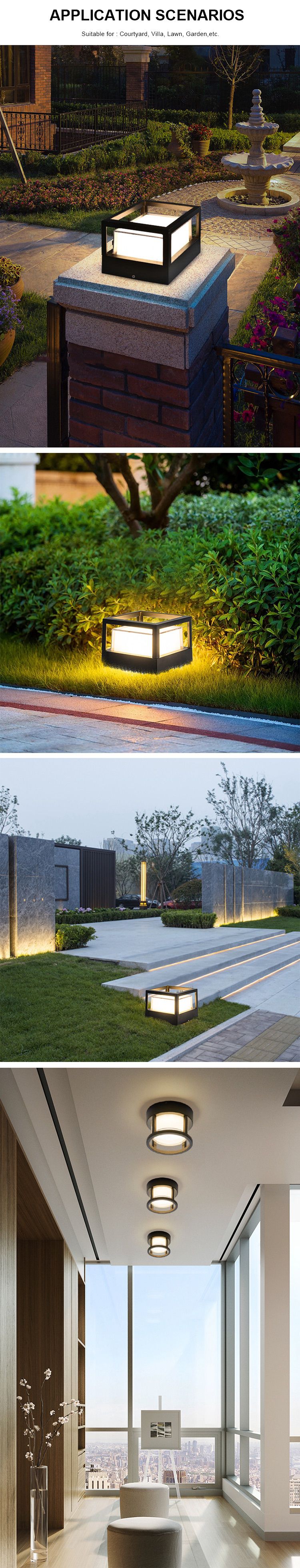 8-LED gate post lamp lantern
