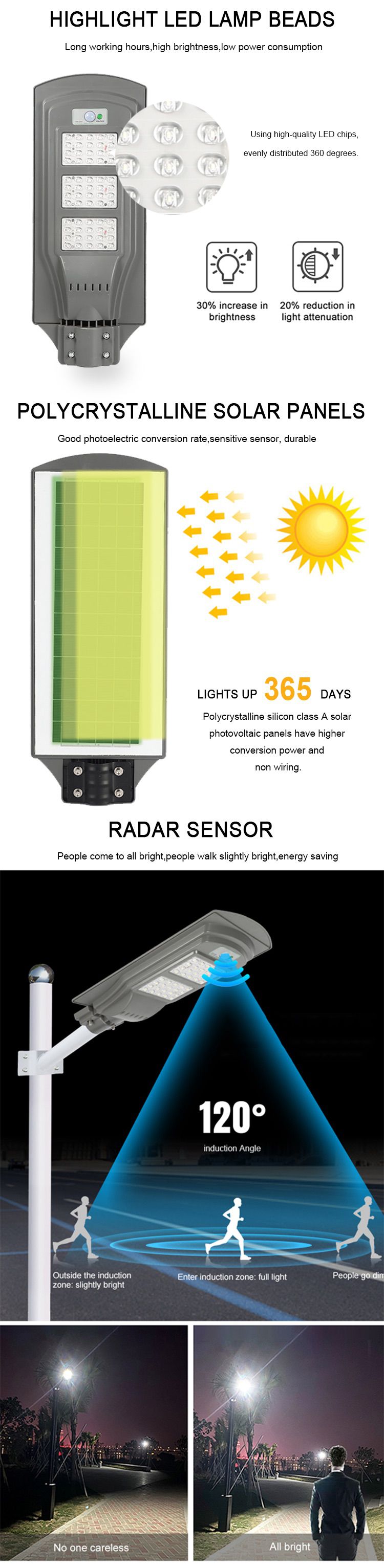 6-led integrated solar street light