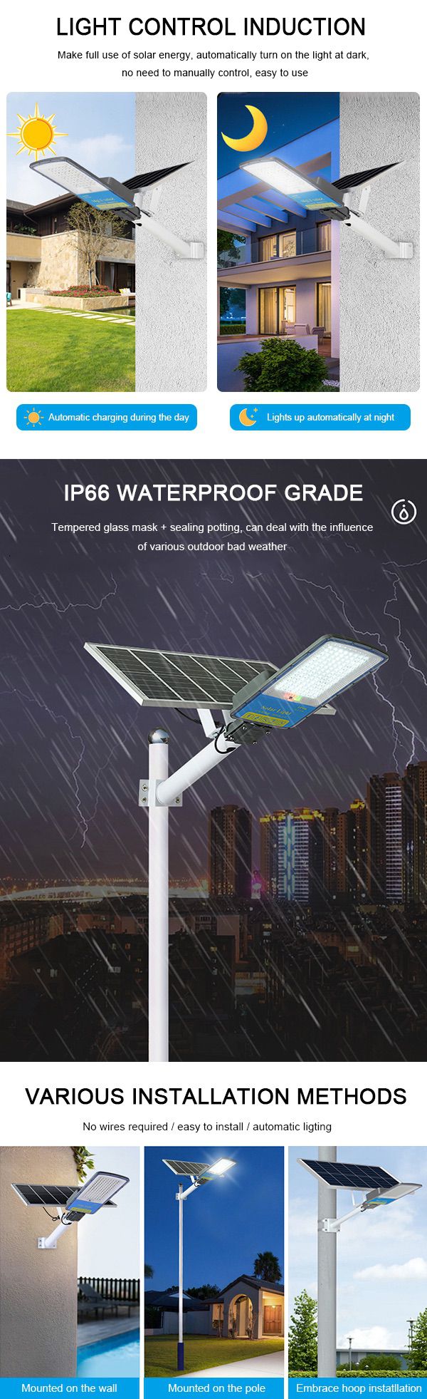 6-waterproof ip66 outdoor solar led street light 100w