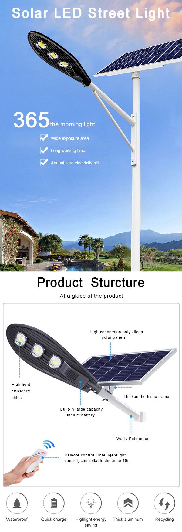 3-high efficiency solar led street light 150w