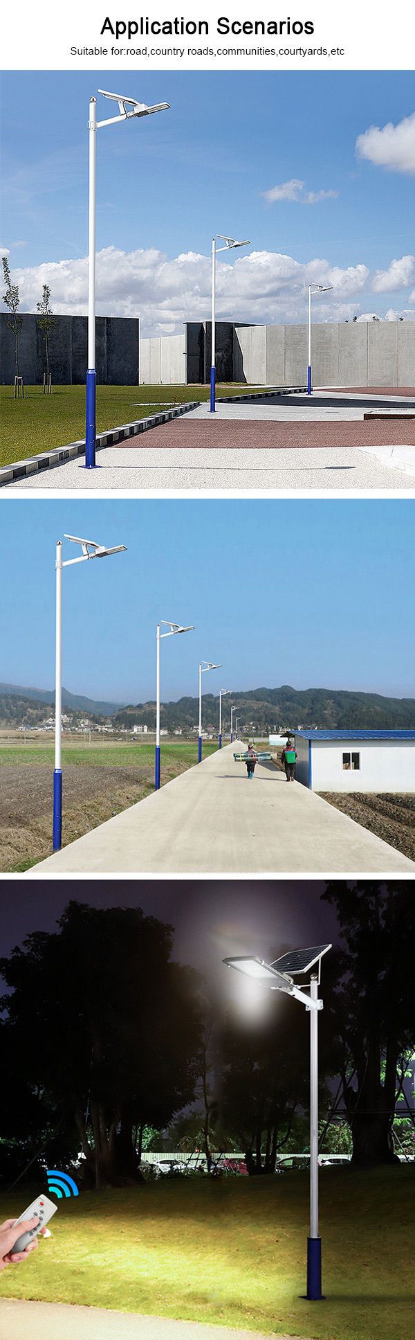 9-split solar street post lights