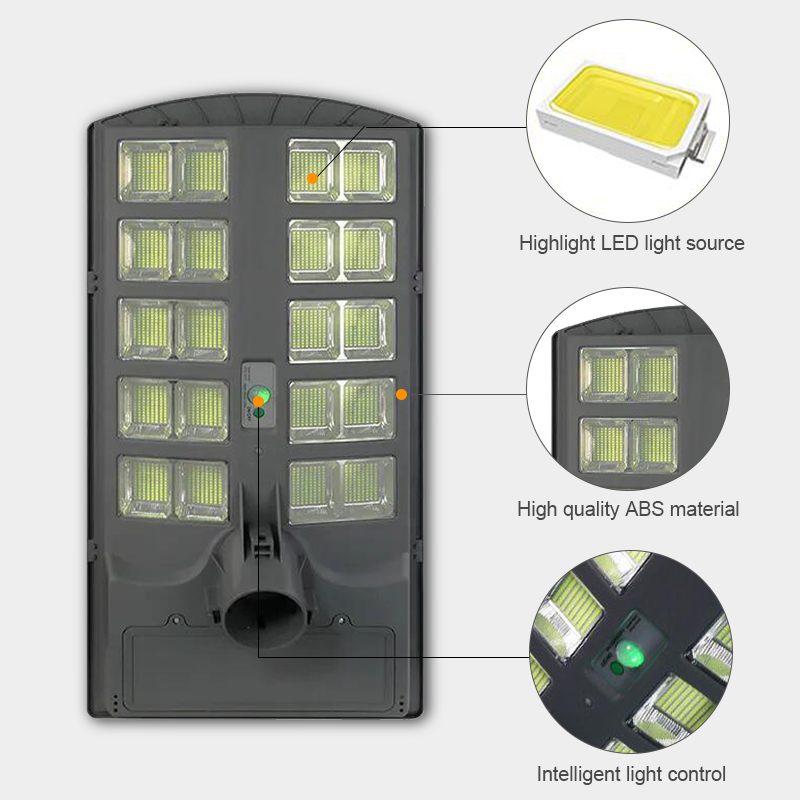 Hongzhun lighting Outdoor IP65 waterproof ABS 200w 300w 400w integrated all in one led solar street light