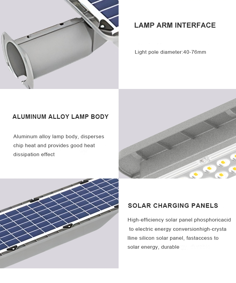 Aluminum material all in one solar street light brighter road lamp easy to install