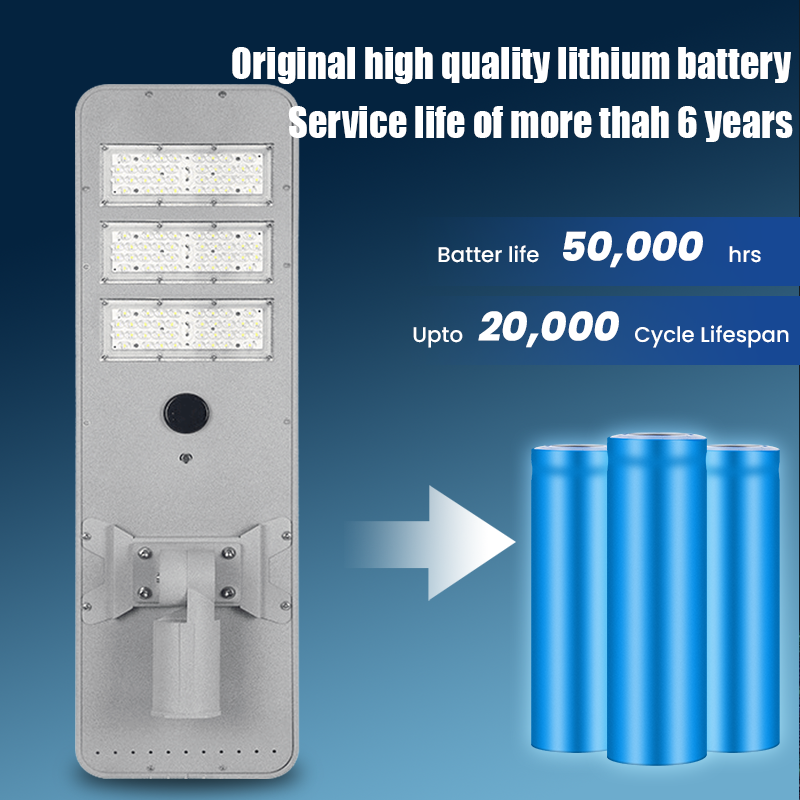 High Lumens Lithium Battery Ip65 Waterproof 100w 150w 200w 250w Outdoor All In One Integrated LED Solar Street Light Outdoor