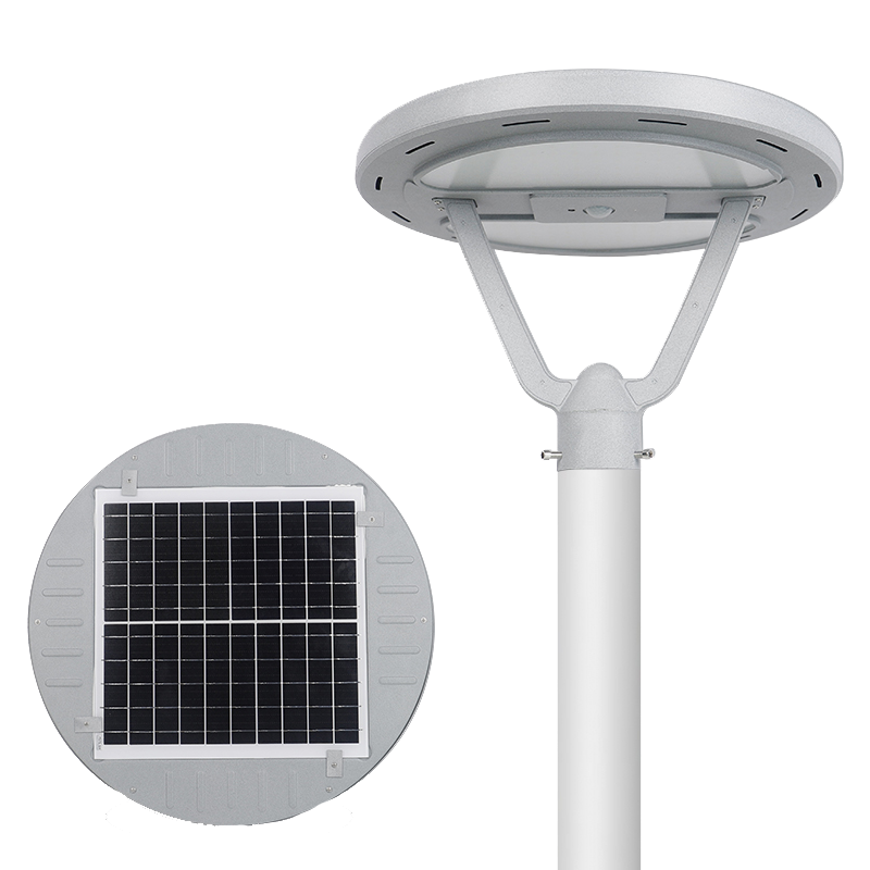 Waterproof IP65 20w 50w 100w Solar Power Garden Flagpole Lamp Round All in One Integrated Outdoor UFO Led Solar Garden Light