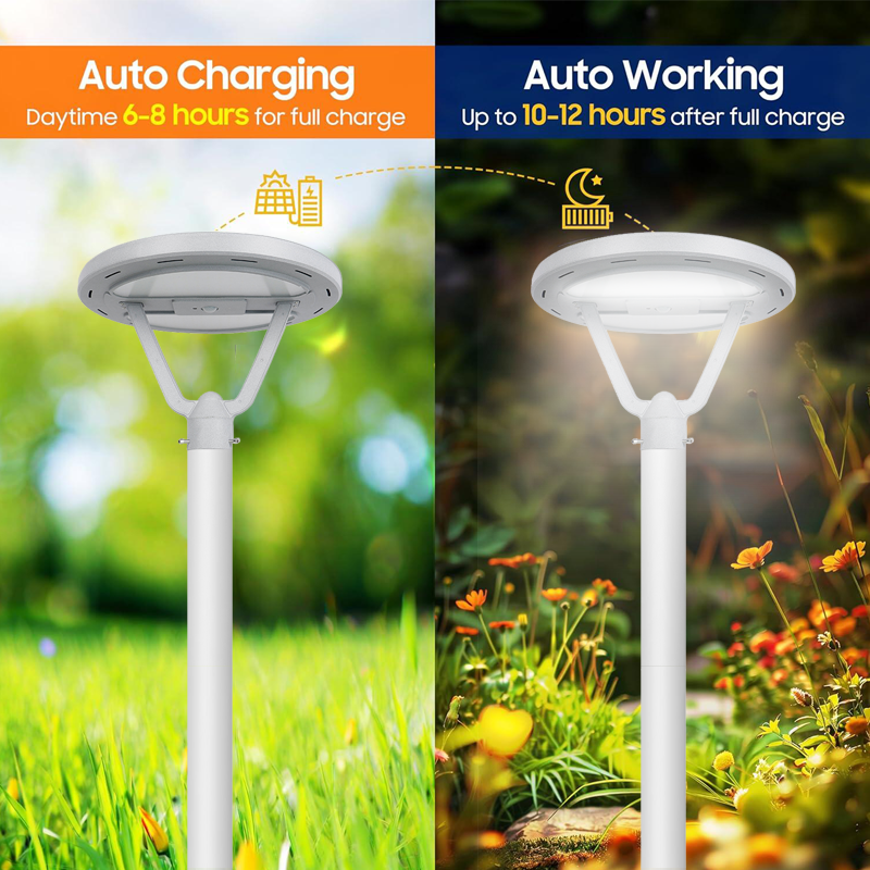 Waterproof IP65 20w 50w 100w Solar Power Garden Flagpole Lamp Round All in One Integrated Outdoor UFO Led Solar Garden Light