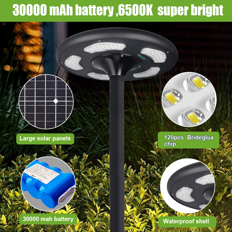 IP65 Waterproof Outdoor UFO Solar Lamp ABS Decorative LED Street Light with Motion Sensor 10W 20W 30W 50W 80W 100W Garden Lights