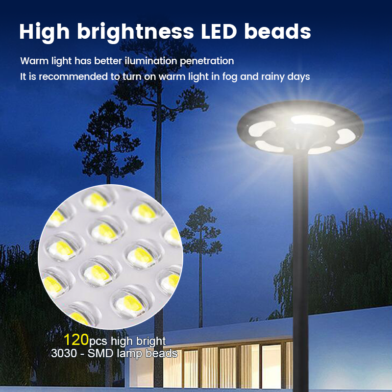 IP65 Waterproof Outdoor UFO Solar Lamp ABS Decorative LED Street Light with Motion Sensor 10W 20W 30W 50W 80W 100W Garden Lights