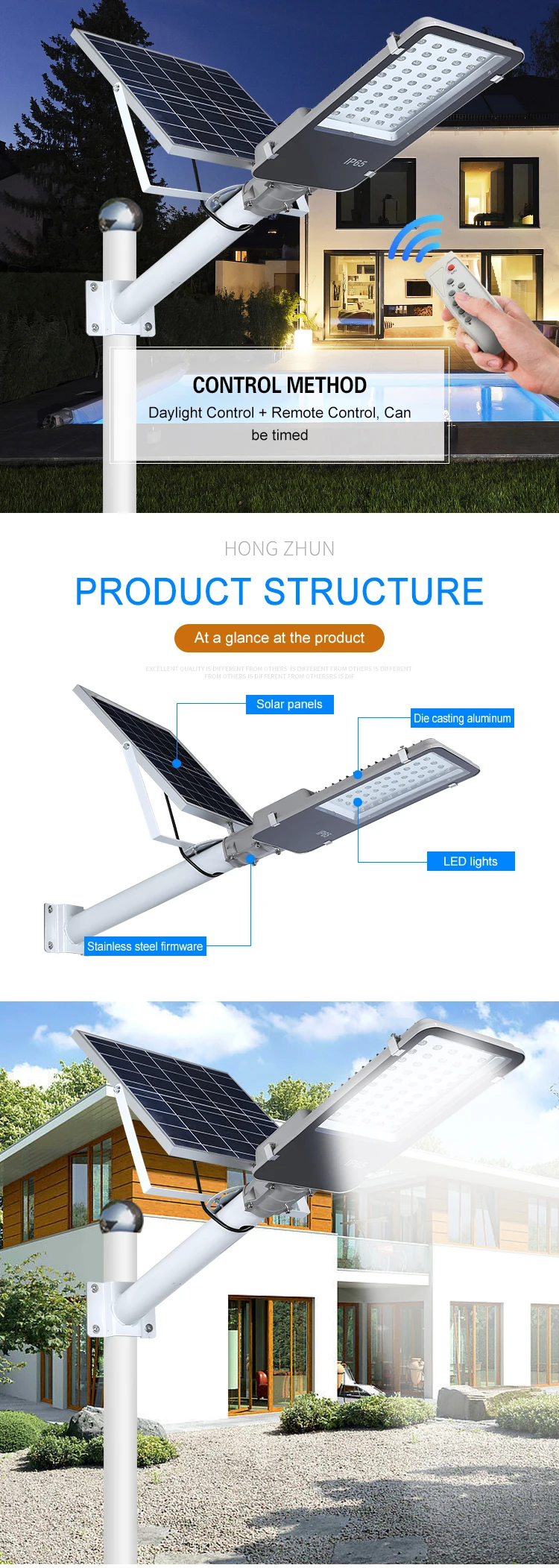 High Power smd Waterproof 30w 50w 100w 200w solar led street light