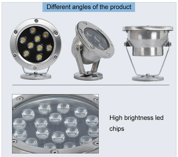 Hot sale fountain decoration ip68 outdoor waterproof 9w 12w 15w 18w led underwater light