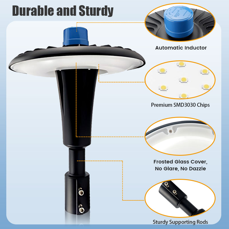 Photocell Function Circular Post Top Lighting Outdoor Waterproof IP65 10w 30w 50w 80w 100w 150w Outdoor Led Garden Lights
