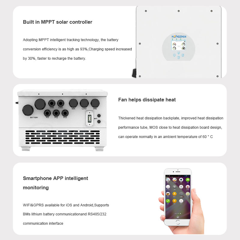 Integrated MPPT Charger Hybrid Solar Inverter Sine Ewave Output DC48V Inverter for Home Energy Storage Esystem
