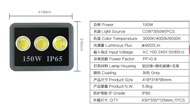  COB LED Floodlight 100W 200W 300W 400W 500W 600W Warm Cold White LED Flood Lights Outdoor LED Flood Lighting