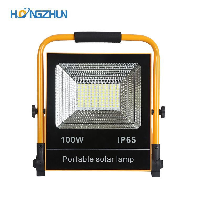 Portable solar rechargeable solar LED flood light can be used as a power bank