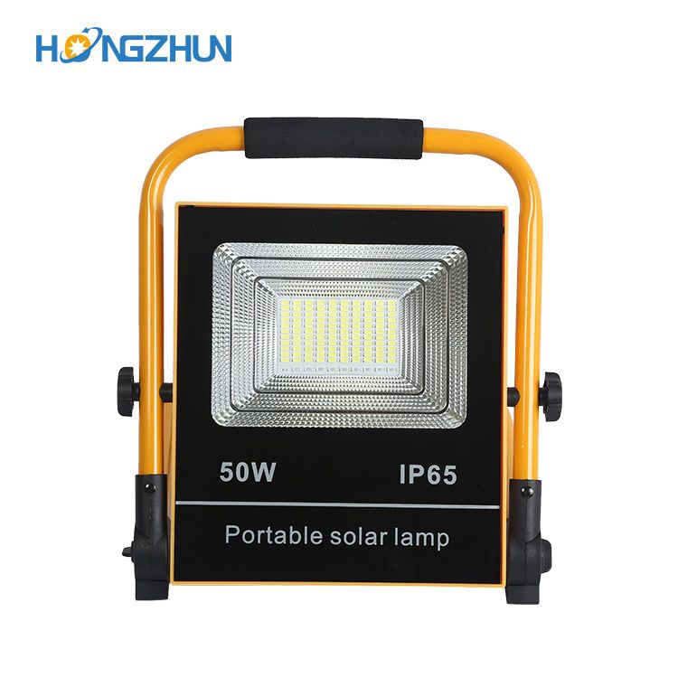 Portable solar rechargeable solar LED flood light can be used as a power bank