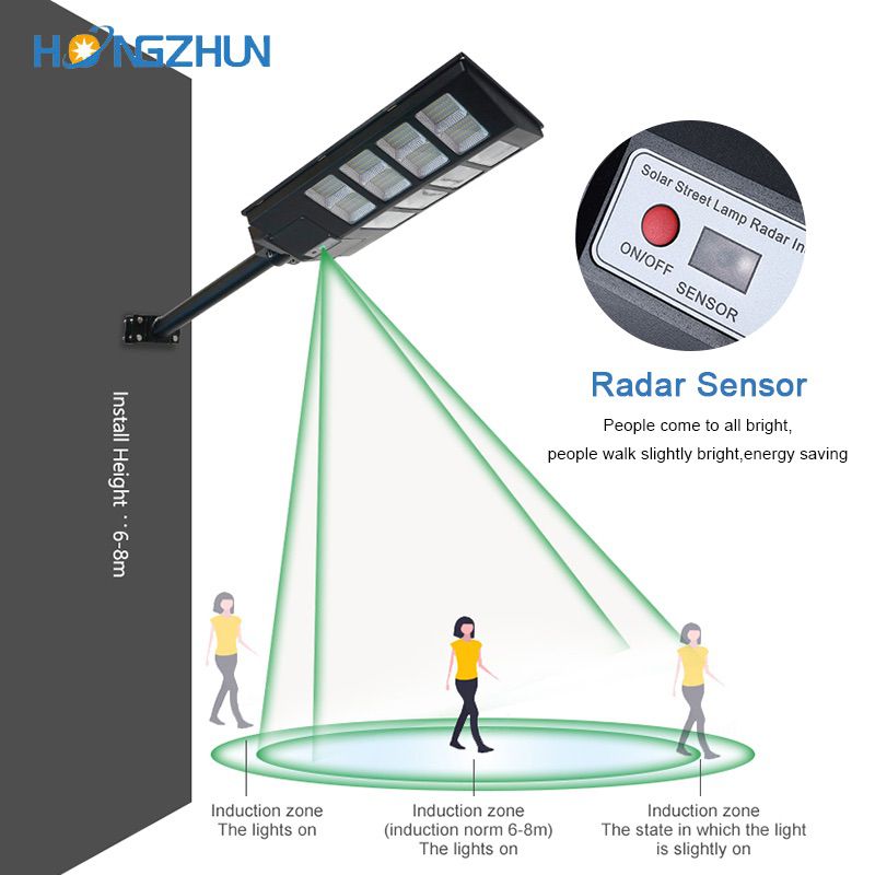 All in one solar lamp with remote control with radar motion sensor built in for street