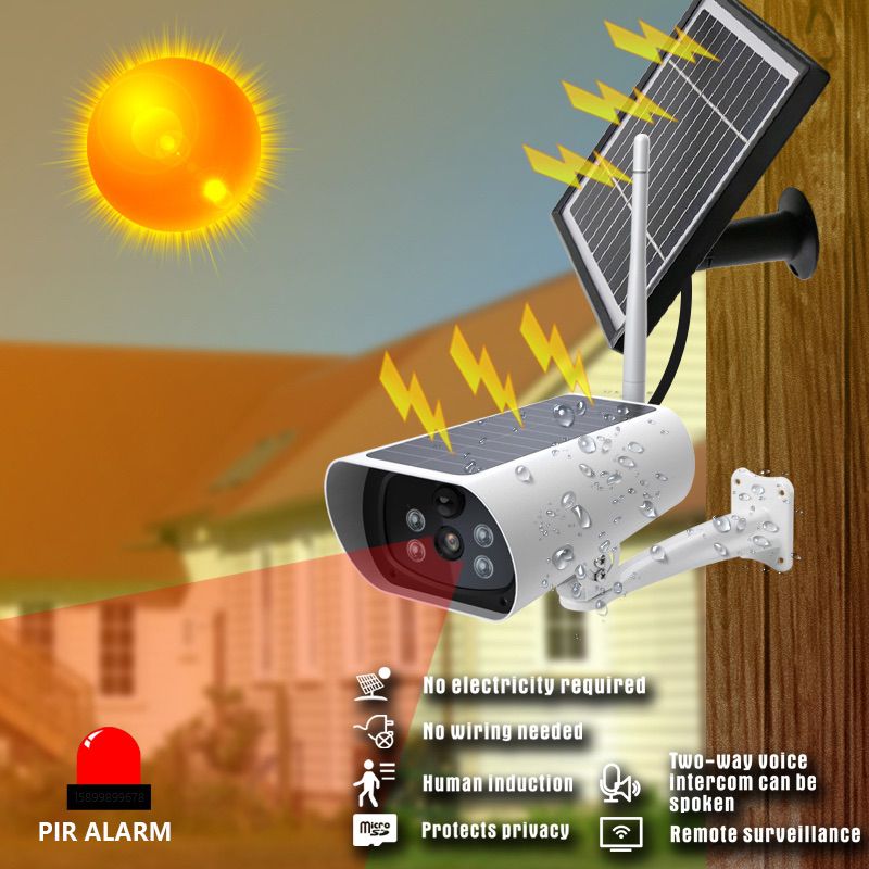 Solar cctv Camera Outdoor with WiFi/AP Mode Motion Detection Wireless 120° Camera 1080P Color Night Vision