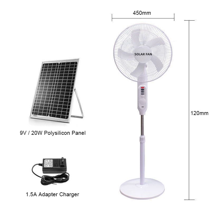 16 Inch Solar Fan With LED Lighting USB Rechargeable Mobile Phone Solar Electric Fan