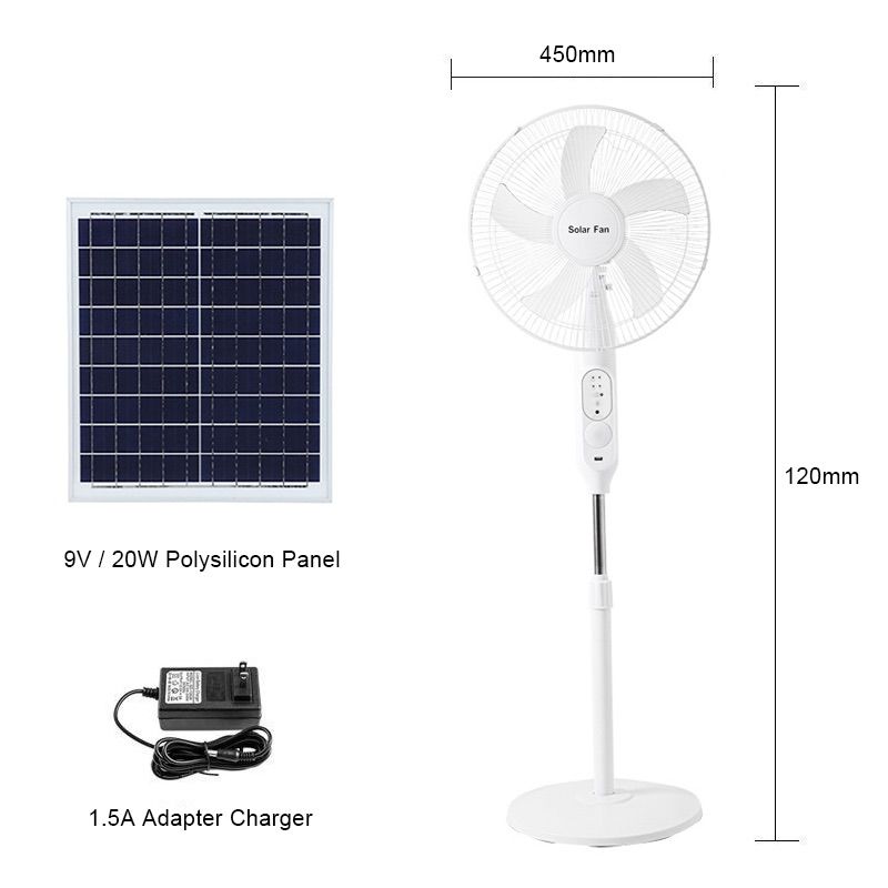 New solar charging floor fan remote control night light 16 inch home portable outdoor USB charging fan