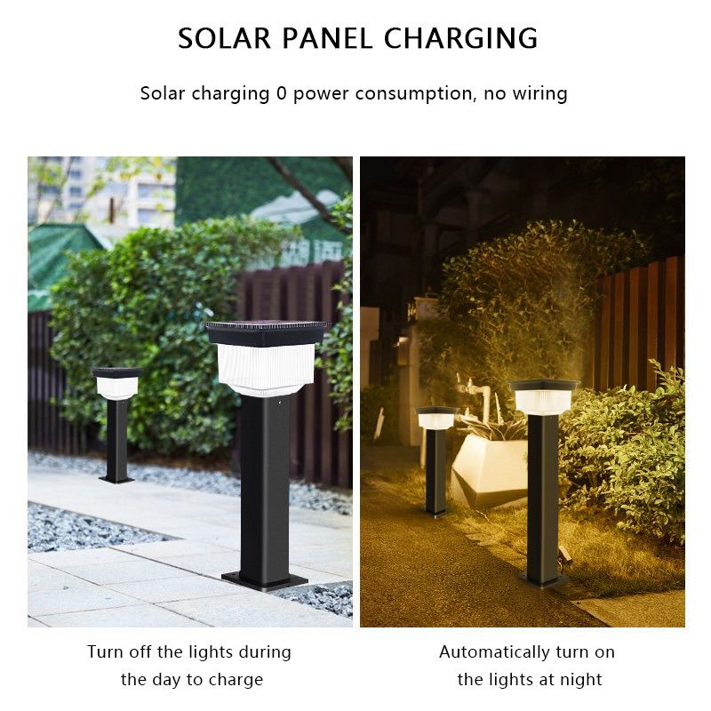 Square LED Outdoor Water Solar Pillar Head Light 5W Park Community Courtyard Square Solar Lawn Light