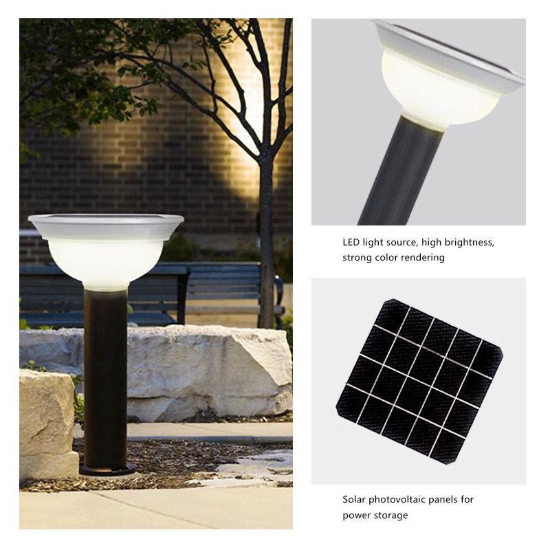 Solar lawn light 5W round aluminum simple outdoor villa community courtyard pillar garden light