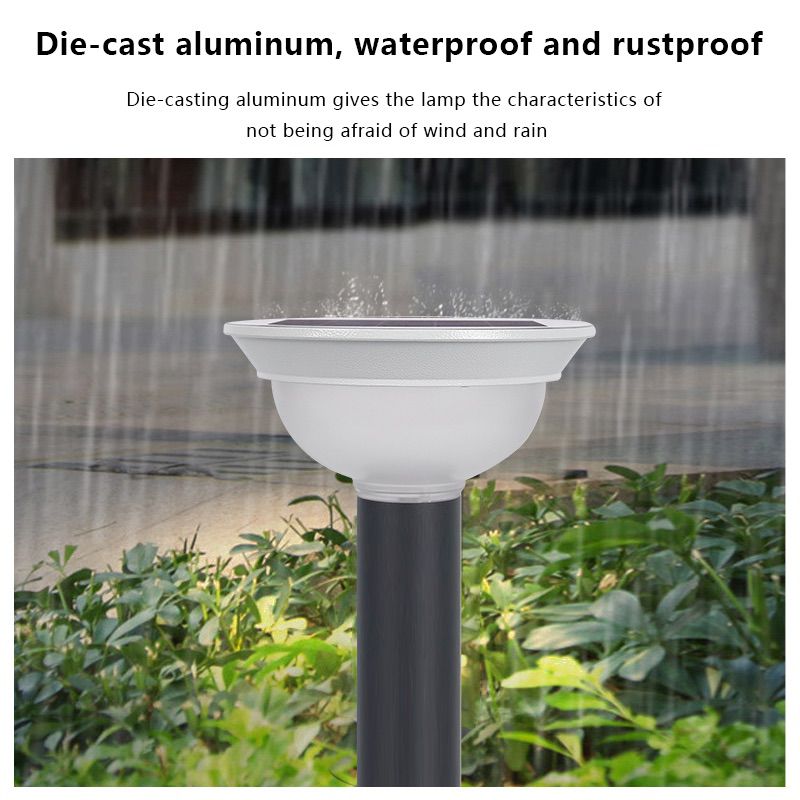 Solar lawn light 5W round aluminum simple outdoor villa community courtyard pillar garden light