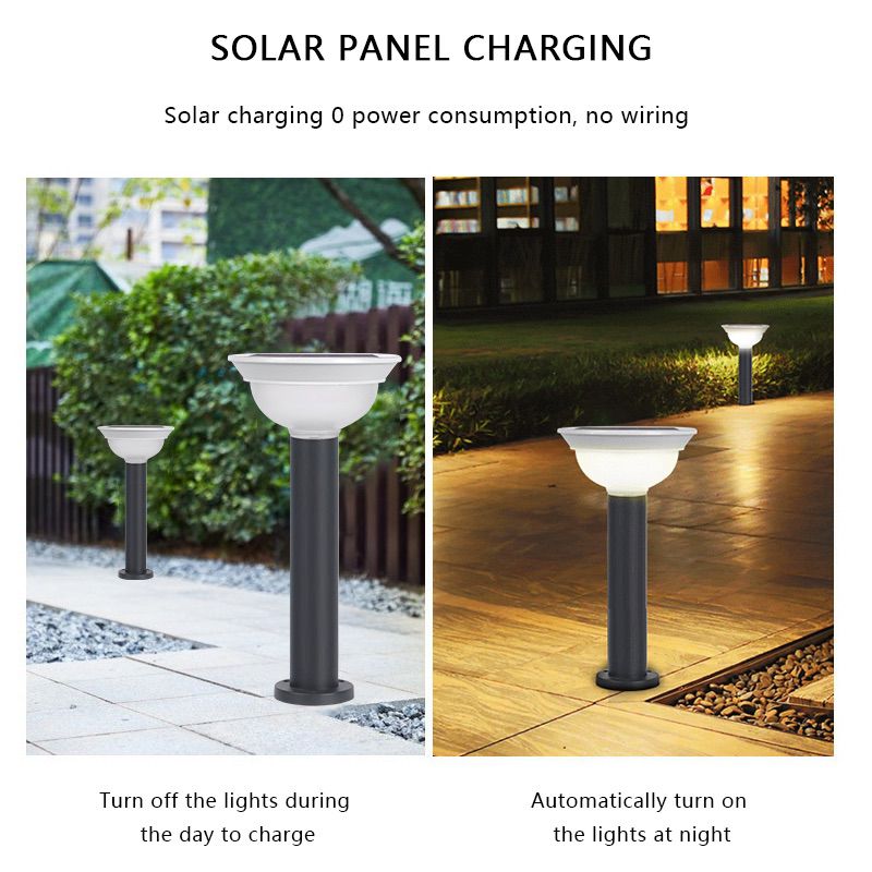 Solar lawn light 5W round aluminum simple outdoor villa community courtyard pillar garden light